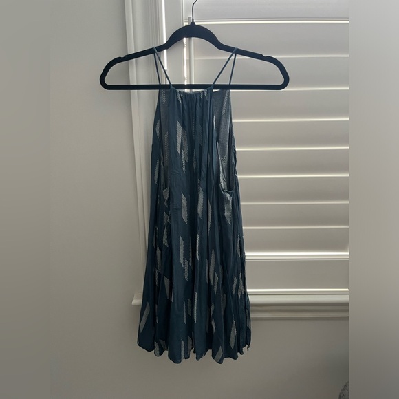 Slate blue swing mini dress with pattern - Picture 4 of 5